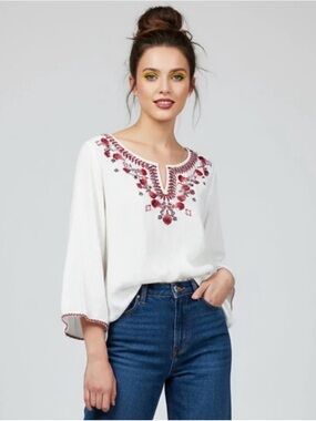 Talbots Embroidered Crinkle Gauze top size Medium